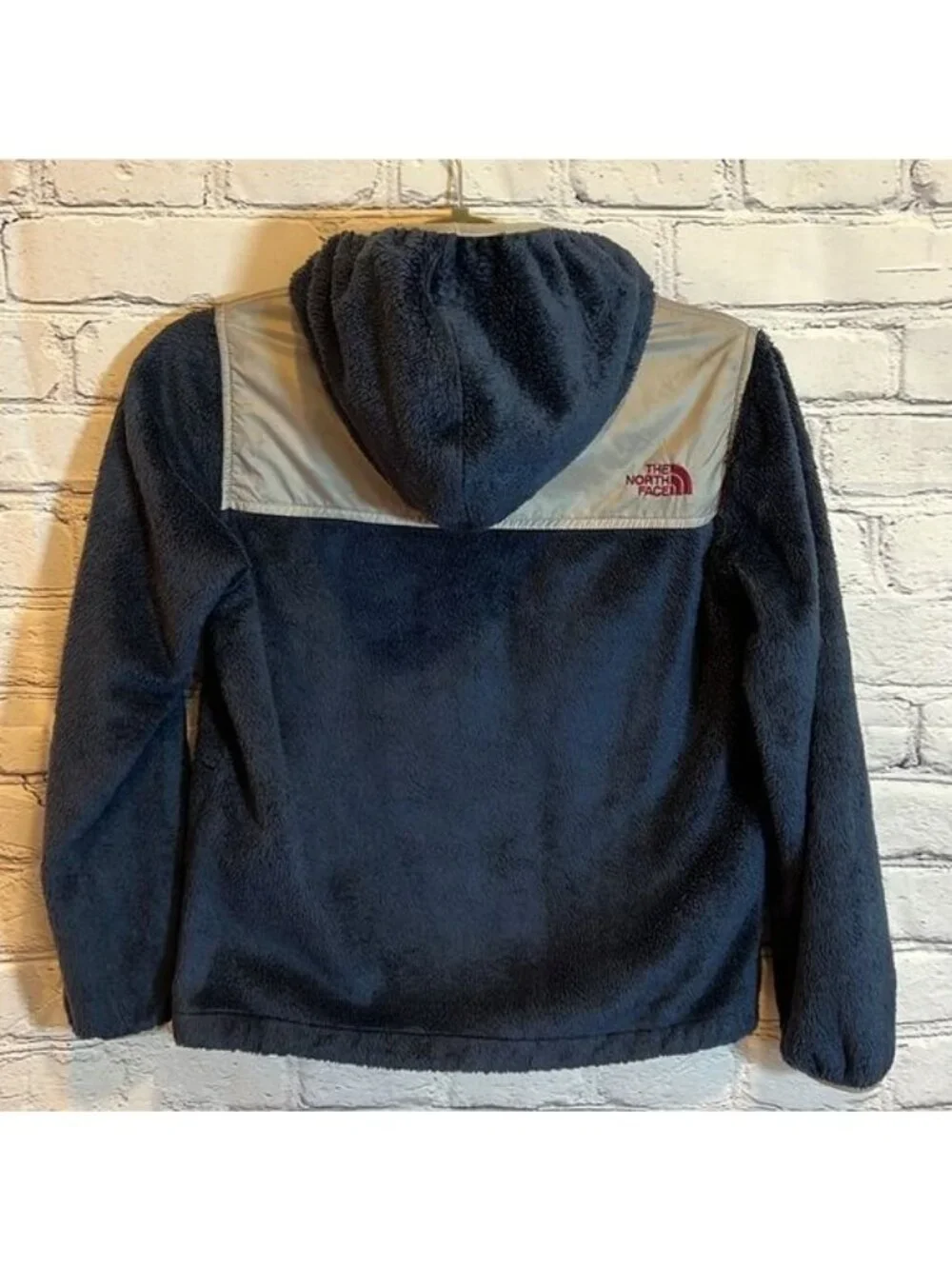 he North Face Jacket OSO Hoodie Girls Size Large 14/16 Dark Blue Grey Accents